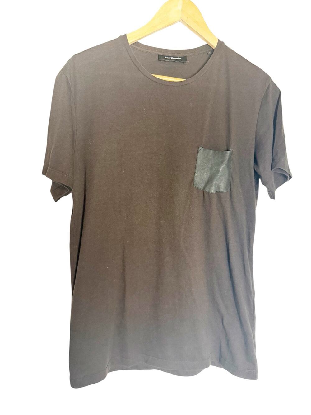 The Kooples Black Short Sleeve Crewneck Leather Pocket Casual T-Shirt Size Small